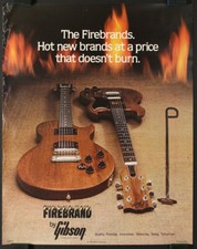 Póster promocional Gibson Firebrand Guitars 1980 Sonex SG Deluxe and The Paul Deluxe