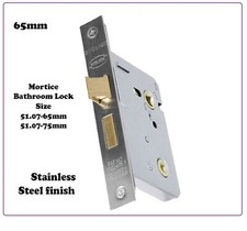 64mm or 2 1/2" Bathroom Mortice Door Lock Toilet Reversible Sash RRP £15.99