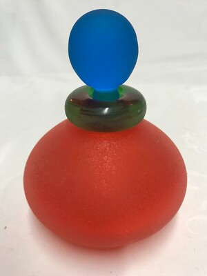 MURANO FRANCO MORETTI , PARFÜMFLAKON ORANGE, SCAVO KUNST, STÖPSEL, SIGNATUR,13CM