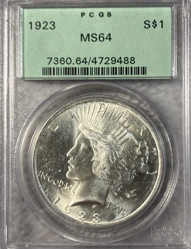 1923 OGH! PCGS MS64 PQ! Peace Silver Dollar