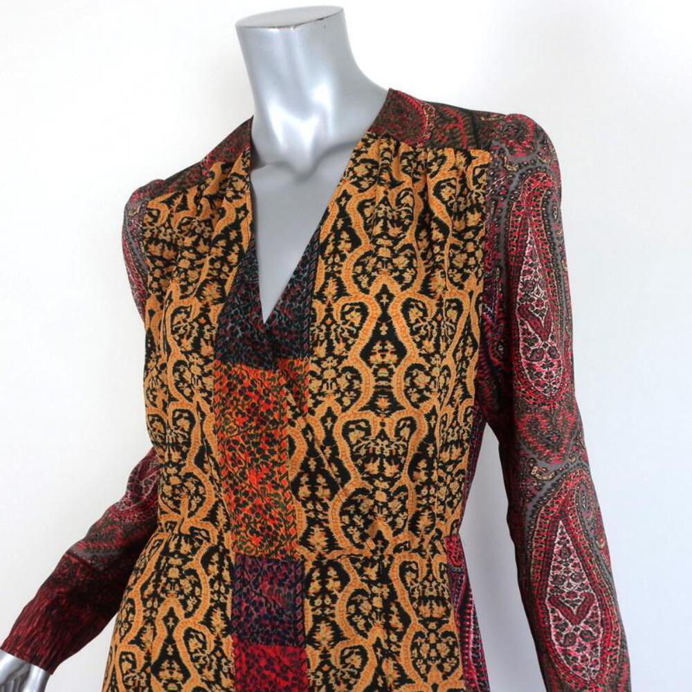 Etro Midi Dress Paisley Print Stretch Crepe Size 44 Long