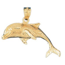 Dolphin Charm Pendant 14k Gold