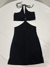 Elegant Moments Black Halter Neck Cutout Mini Dress Size Women’s Medium 
