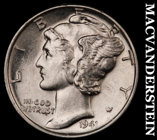 1941 Silver Mercury Dime-Choice Gem Brilliant Unc Lustrous No Reserve #i2587