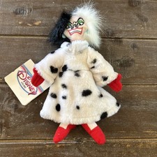 Disney Store Cruella De Vil Plush Bean Bag Doll Stuffed Animal Toy NWT