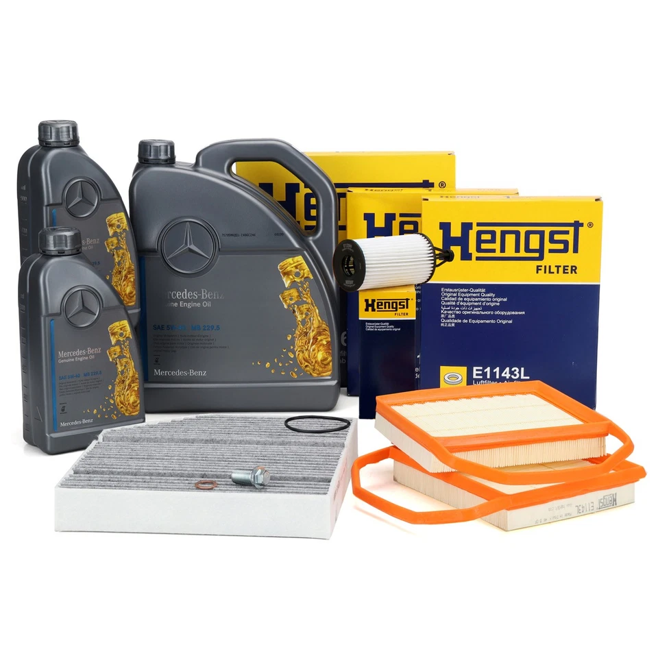HENGST Filterset + 7L ORIGINAL 5W40 MB 229.5 für MERCEDES W205 W213 X/C253 M276