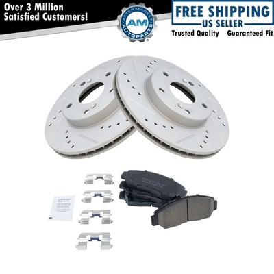 Performance Drilled Slotted Rotor & Posi Ceramic Brake Pad Front Set