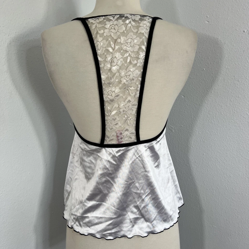 Top camisero Tarea By Rue 21 para mujer M blanco encaje femenino Fairycore Y2K Foto 4 de 4