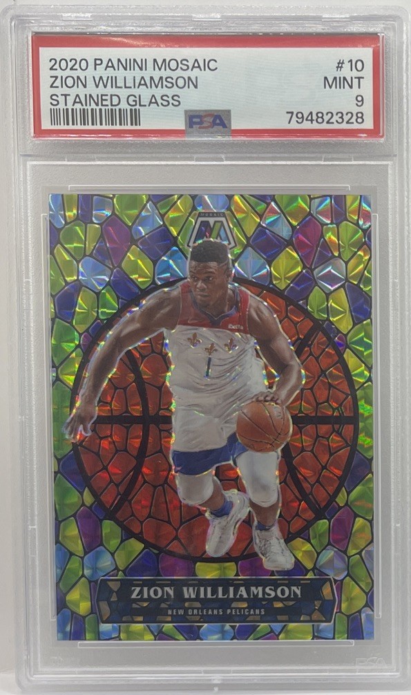 Zion Williamson 2020 Panini Mosaic #10 Stained Glass Prizm Case Hit PSA 9 MINT