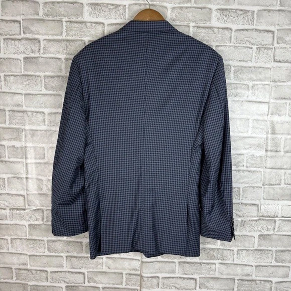 Blazer Traje Chaqueta Para Hombre Peter Millar Azul Marino y Cobalto Cuadros Guinga 2 Botones 44L Foto 4 de 4