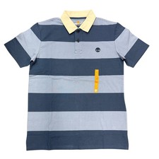 Image of NWT Timberland Men's Regular Fit Striped Short Sleeve Casual Rugby Polo Shirt