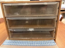 DMC Embroidery Thread Bead 3-Drawer Wood Storage Box Cabinet WITH Clear Boxes!
