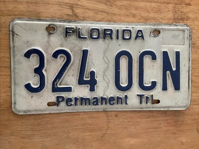 Vintage Florida License Plate  Permanent Trl Collectible Expired