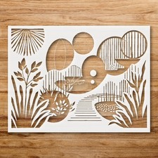 Abstract Geometric Shapes Backyard Wall Art Reusable Plastic Stencil Physical  