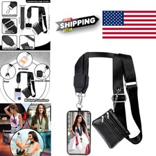 Cellphone Lanyard with Zippered Wallet Adjustable Anti Theft Strap for Women