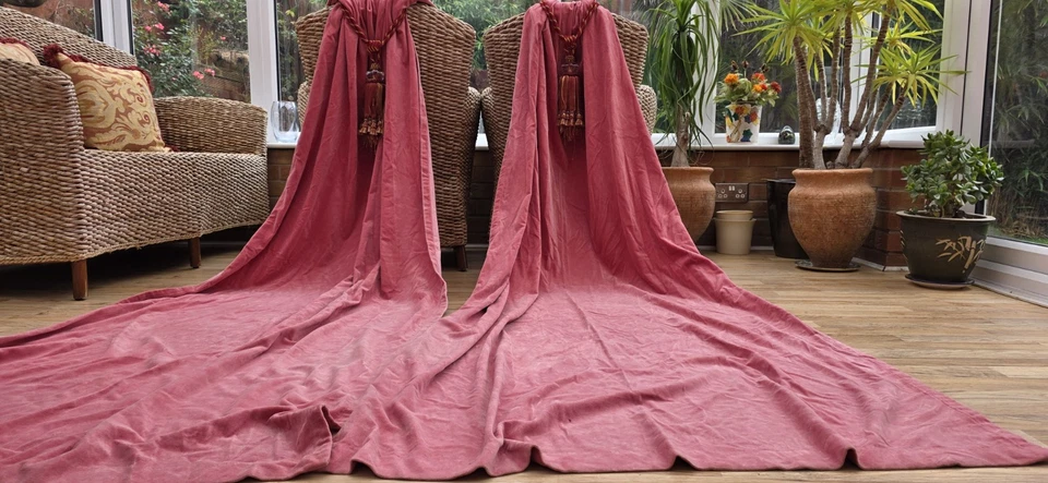 VINTAGE VELVET ROSE PINK  CURTAINS 100" DROP BY 45" WIDTH + free postage - Image 2 of 4
