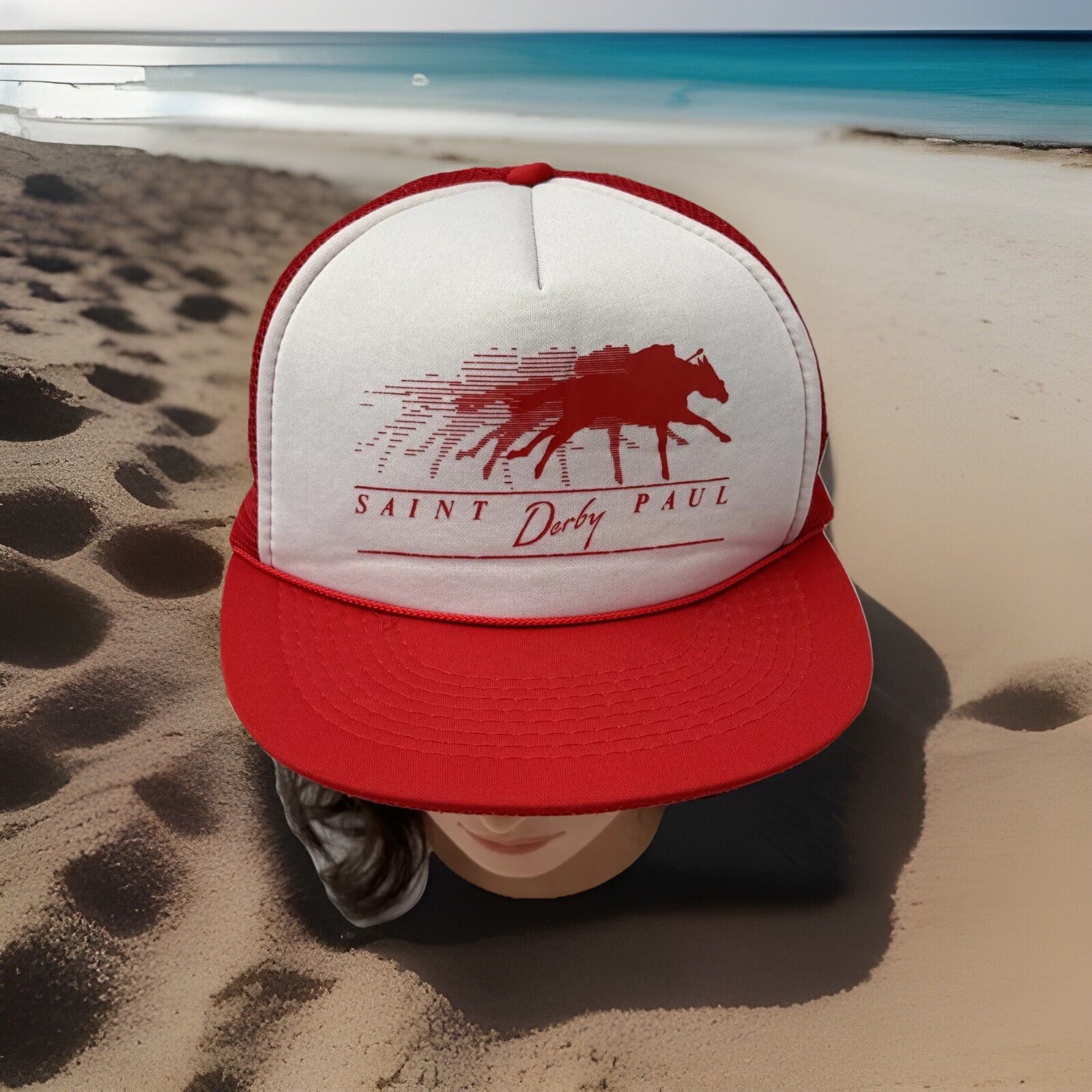 PONY Cappello camionista vintage designer professionale snapback Saint Paul Derby strisce schiuma rosso