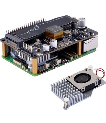 GeeekPi P33 M.2 NVMe PoE+ HAT + Official Raspberry Pi 5 Active Cooler