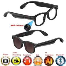 Glasses with camera with 8MP camera and voice assis and microphone