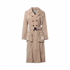 FENDI Zucca 19 Year Polyester Polyurethane Coat Womens Beige Size 40