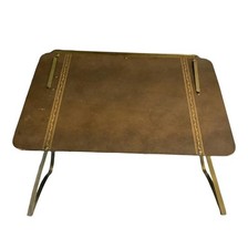 Vintage Wood  Brass Folding Lap Desk Bed Tray Table