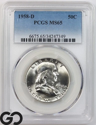 1958-D Franklin Half Dollar, PCGS MS-65 ** Premium Quality Blazer!