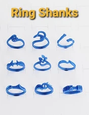 9 Assorted Ring Shanks. Wax Jewelry Patterns For Lost Wax Casting 25-117
