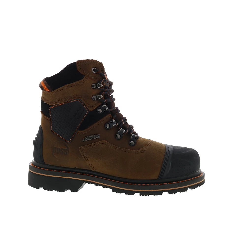 Botas de trabajo y seguridad Hoss Range Soft Toe 61172 de cuero marrón ancho para hombre