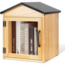 Outdoor Wooden Library Box 13x11x16 Inch Weatherproof Book Storage for Community