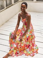 Farm Rio Fruit Salad Ruffle Maxi Dress S