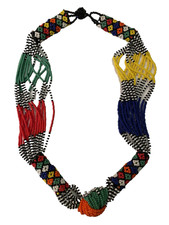 Maasi Tribal Necklace Vibrant Seed Beads 21" Handcrafted Multi-strands  Colors