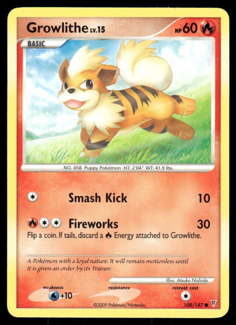 Pokemon Tcg Growlithe #108 Pokemon Supreme Victors LP