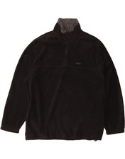 IZOD Mens Zip Neck Fleece Jumper Large Black Polyester OT08