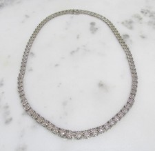 Beautiful Diamond Sterling Silver Necklace  17"  36.2grams  3-I606