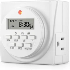 BN-LINK 7 Day Heavy Duty Digital Programmable Timer, 3-Prong,1-Pack, White 