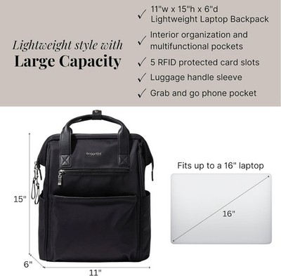 Baggallini Soho Backpack Women\'s Laptop Backpack Travel Bag Black RFID Pockets Amazon.com: Baggallini Soho Backpack - Travel Laptop  main image 3