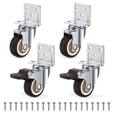 Möbelrollen Castors 32mm L Montageplatte mit Bremsen Rollbremse Möbelrollen
