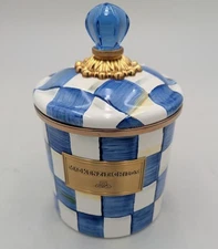 Mackenzie Childs Royal Check Small Canister  | 7.25 Inches Tall w/Lid