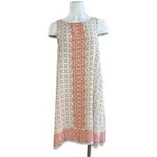 MAX Studio Sleeveless Printed Crepe Shift Dress Ivory M