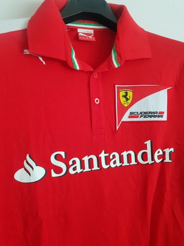 MENS POLO PUMA Scuderia Ferrari shirt race car Red Santander Kaspersky Size M Me - Picture 2 of 6