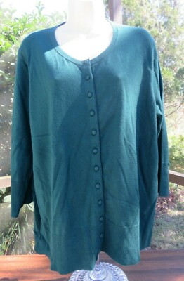 Grace Elements Women's Green Button Down Long Sleeve Top Size 2X