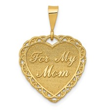 14K Yellow Gold for My Mom Charm Pendant 1.18 Inch