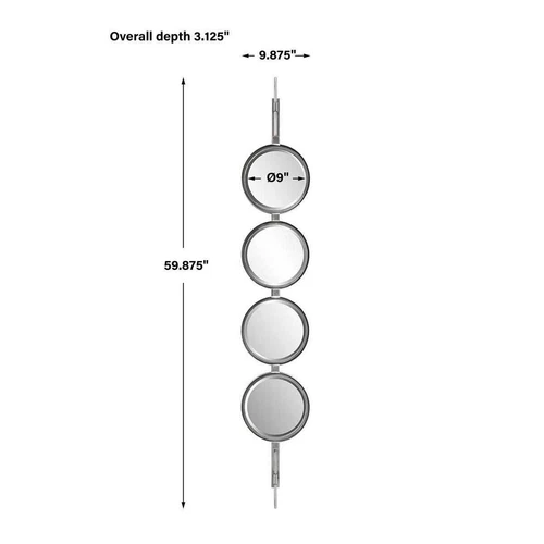 BUTTON MODERN 60" SILVER LEAF IRON WALL MIRROR UTTERMOST 09842 - Picture 5 of 6