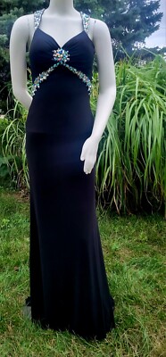 strapless open back dress Elegant Black Yvette Gown