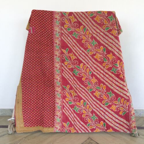 Indian Vintage Decorative Kantha Quilt Quilts Bedspreads Coverlet Blanket Throw - Picture 18 of 35
