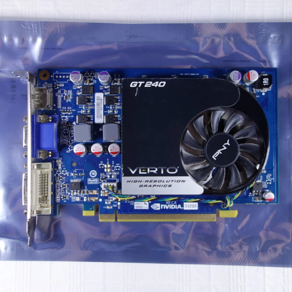 PNY Verto GeForce GT 240 GDDR5 512MB PCIe 2.0 Video Graphics Card TESTED WORKING - Image 2 of 4