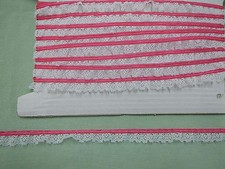 Gathered Lace White/Hot Pink 10 metres  6123P 