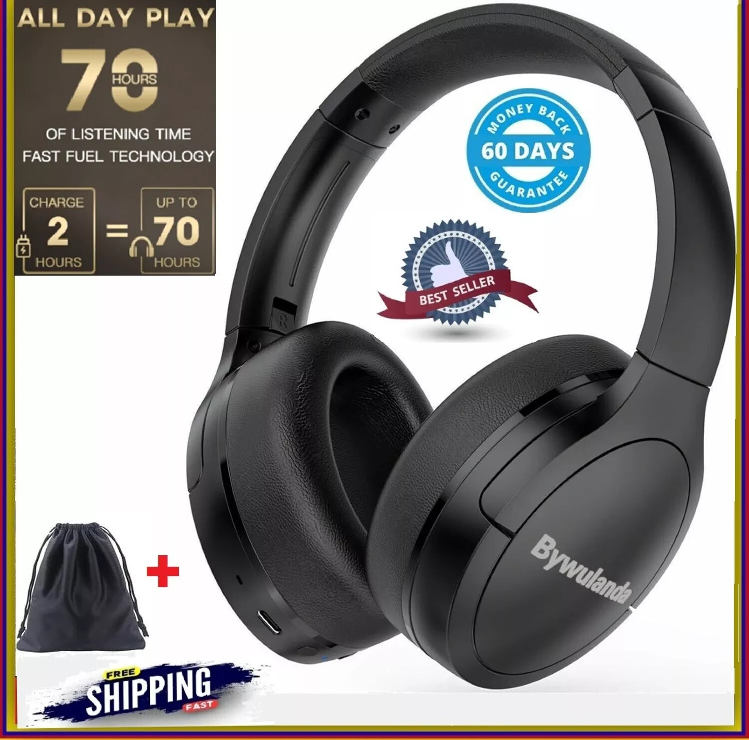 Active Noise Cancelling Headphones Wireless Bluetooth Over-Ear Headphones-image