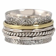 Solid 925 Sterling Silver Handmade Spinner Mediation Ring Gift For Christmas