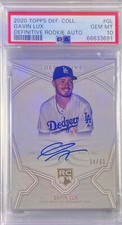 GAVIN LUX 2020 TOPPS DEFINITIVE COLLECTION ROOKIE AUTO RC #D 34/50 PSA 10 POP 2